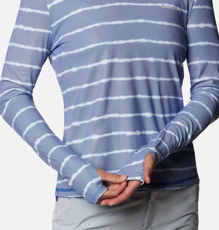 Women's Sun Deflector Summerdry Long Sleeve Shirt, Color: Lapis Blue Tie Dye Stripe, image 5