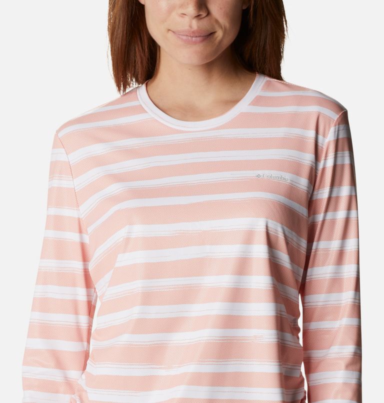 Women's Sun Deflector Summerdry Long Sleeve Shirt, Color: Coral Reef Brush Stripe, image 4