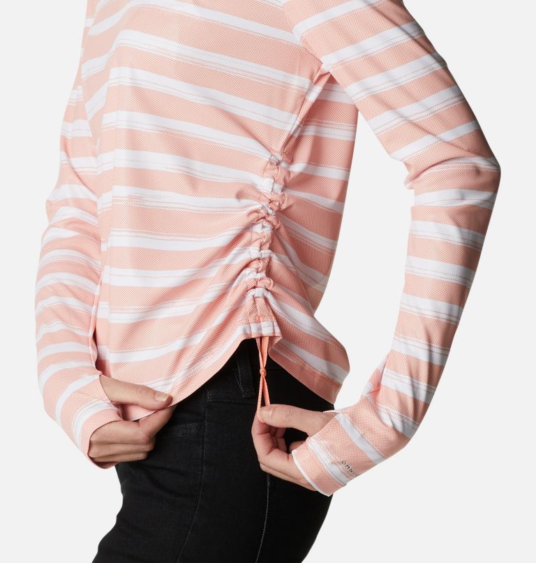 Women's Sun Deflector Summerdry Long Sleeve Shirt, Color: Coral Reef Brush Stripe, image 6