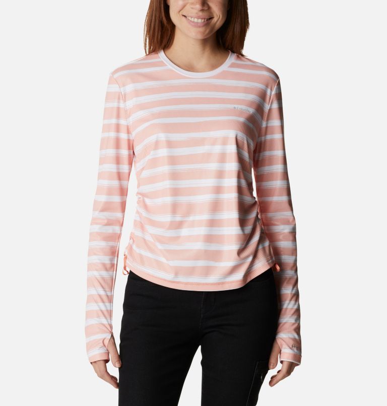 Women's Sun Deflector Summerdry Long Sleeve Shirt, Color: Coral Reef Brush Stripe, image 1