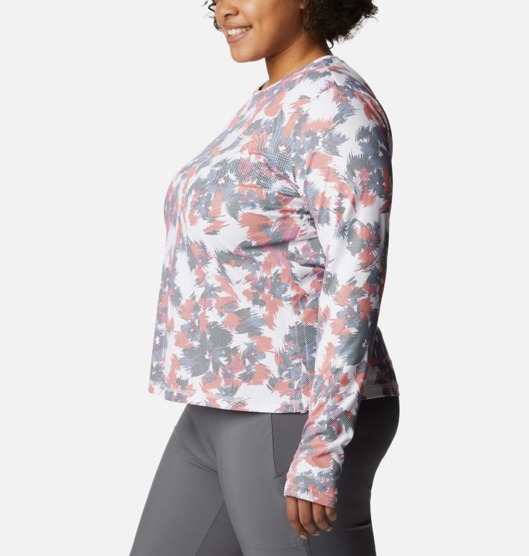Women's Sun Deflector Summerdry Long Sleeve Shirt - Plus Size, Color: White Typhoon Blooms, image 3