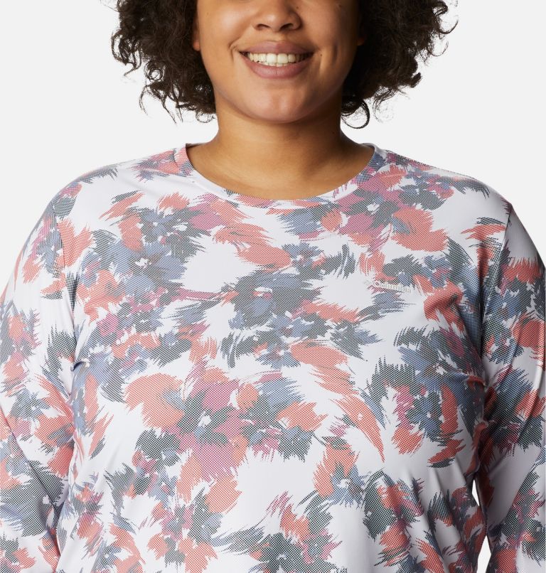 Women's Sun Deflector Summerdry Long Sleeve Shirt - Plus Size, Color: White Typhoon Blooms, image 4