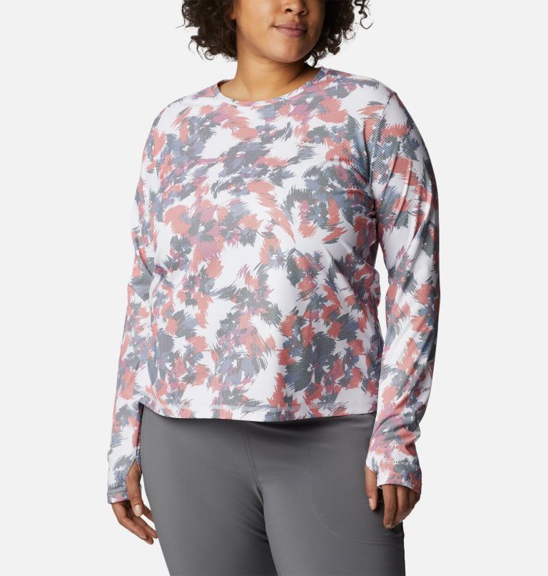 Women's Sun Deflector Summerdry Long Sleeve Shirt - Plus Size, Color: White Typhoon Blooms, image 1