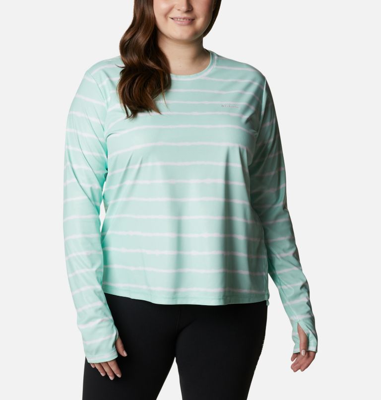 Chandail à manches longues Sun Deflector Summerdry pour femme - Grandes tailles, Color: Mint Cay Tie Dye Stripe, image 1