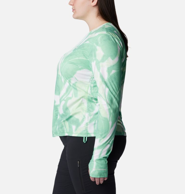 Thumbnail: Women's Sun Deflector Summerdry Long Sleeve Shirt - Plus Size, Color: Light Jade, Bloomdye, image 3