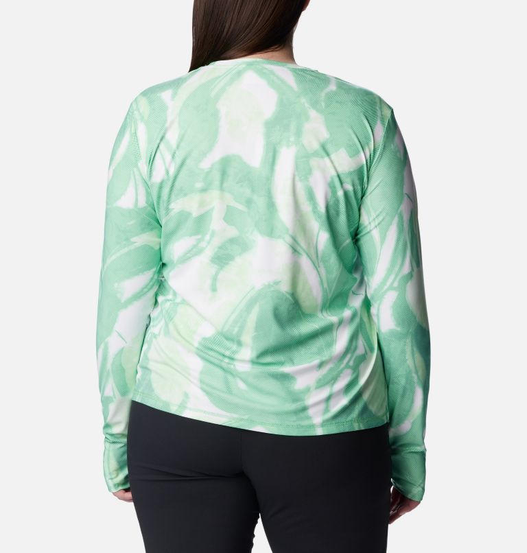 Thumbnail: Women's Sun Deflector Summerdry Long Sleeve Shirt - Plus Size, Color: Light Jade, Bloomdye, image 2