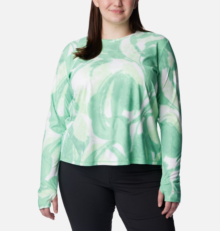 Women's Sun Deflector Summerdry Long Sleeve Shirt - Plus Size, Color: Light Jade, Bloomdye, image 1