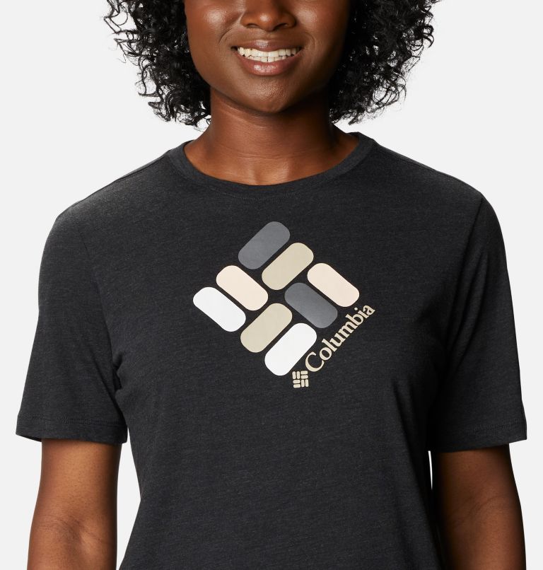 T-shirt col rond décontracté Bluebird Day Femme, Color: Black Heather, Multi Gem Graphic, image 4