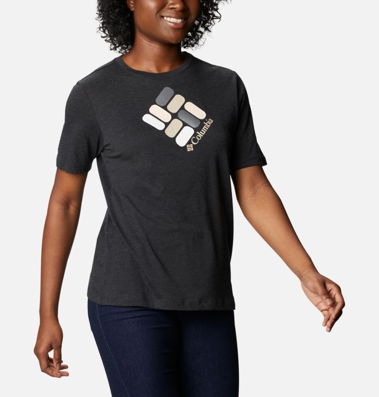 T-shirt col rond décontracté Bluebird Day Femme, Color: Black Heather, Multi Gem Graphic, image 5