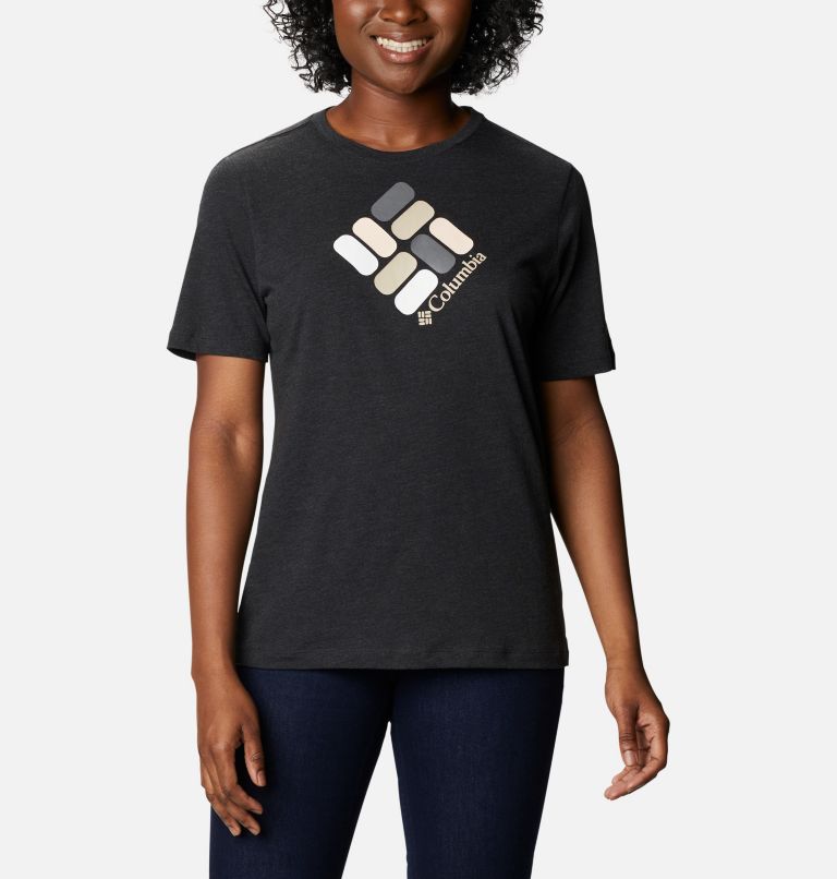 T-shirt col rond décontracté Bluebird Day Femme, Color: Black Heather, Multi Gem Graphic, image 1