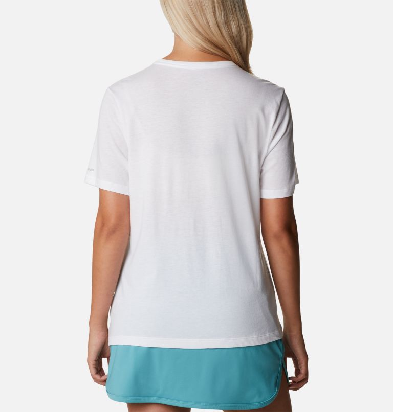 Women's Bluebird Day Relaxed Crew Neck Shirt, Color: White, Stacked Dotty, image 2