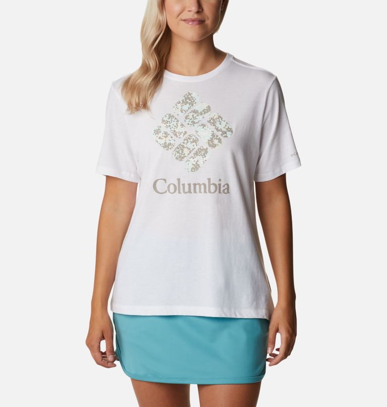 T-shirt col rond décontracté Bluebird Day Femme, Color: White, Stacked Dotty