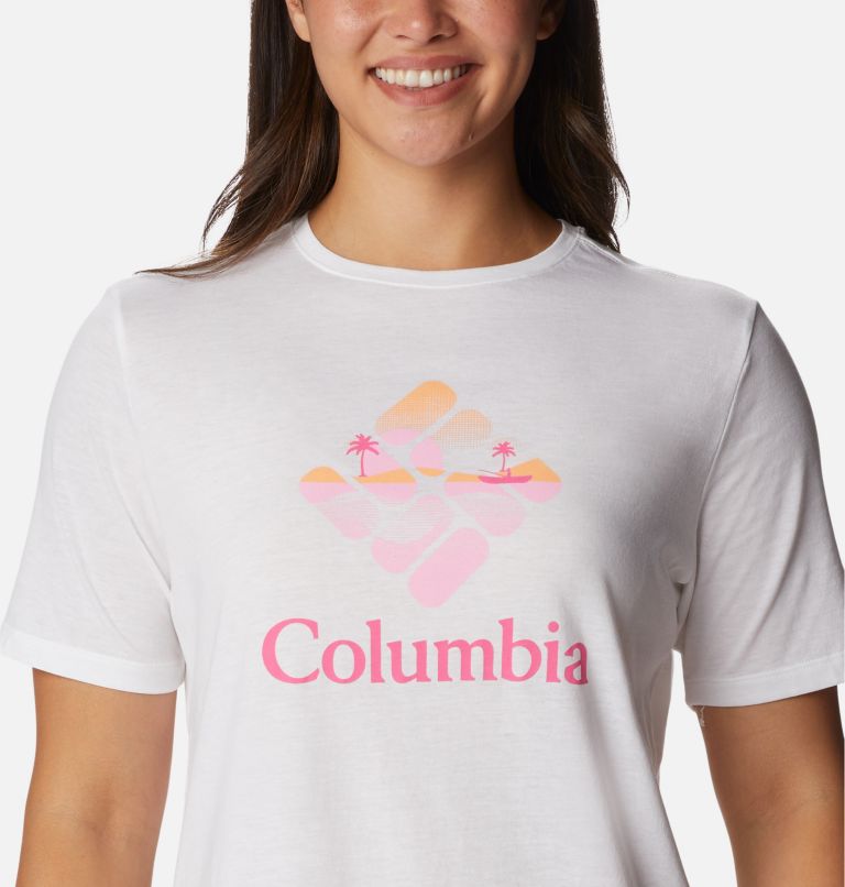 T-shirt col rond décontracté Bluebird Day Femme, Color: White, CSC Stacked Halftone Fishing Grx, image 4