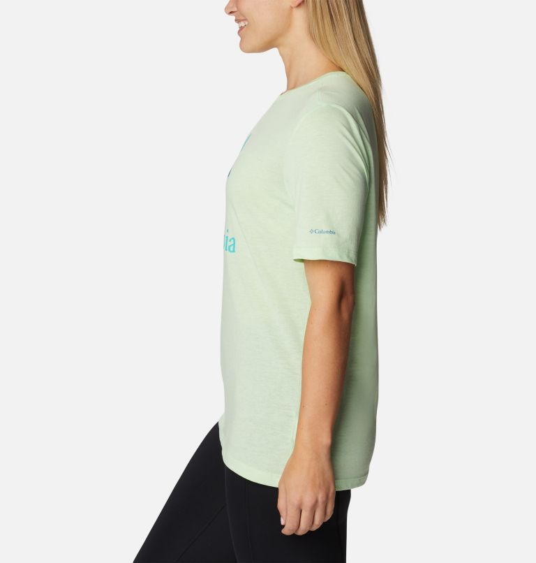 Thumbnail: Women's Bluebird Day Relaxed Crew Neck Shirt, Color: Key West Hthr, CSC Stacked Lakeside Grx, image 3