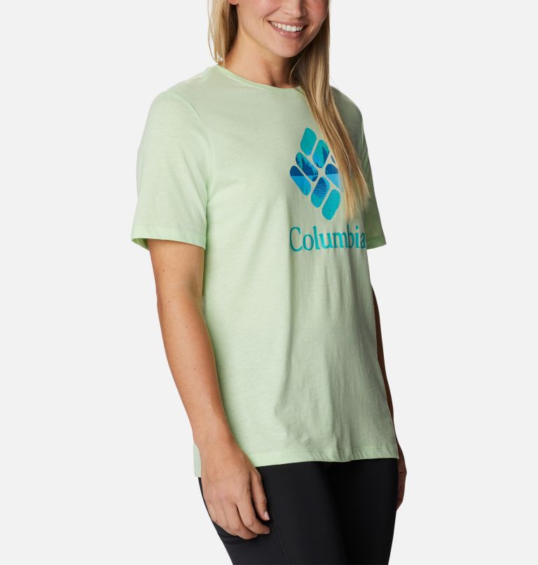 Thumbnail: Women's Bluebird Day Relaxed Crew Neck Shirt, Color: Key West Hthr, CSC Stacked Lakeside Grx, image 5