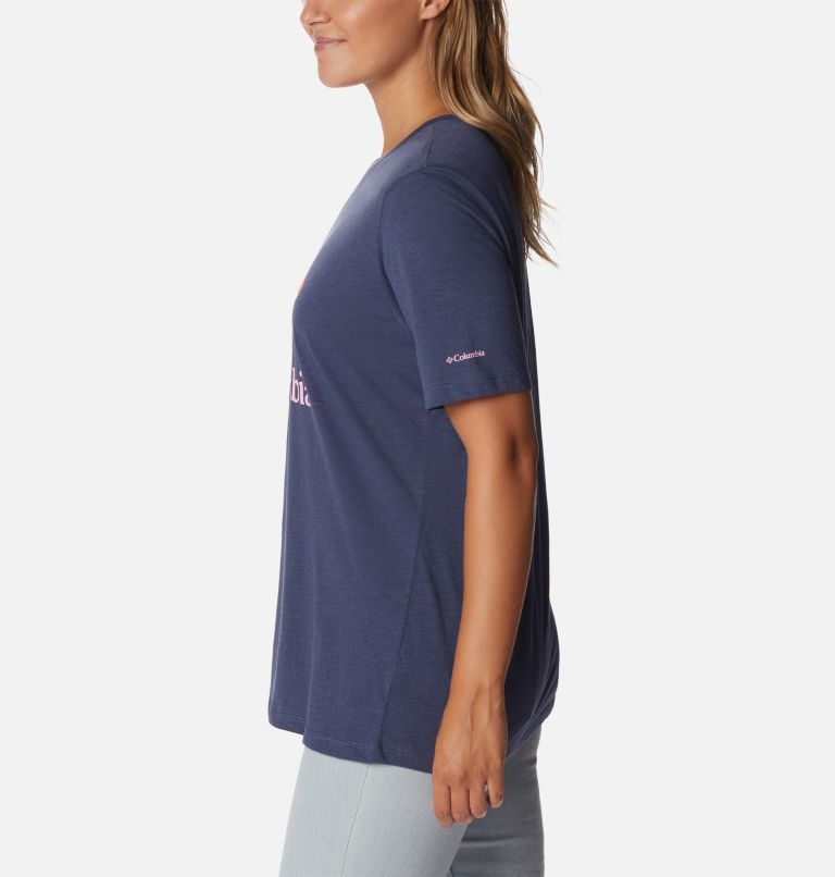 Thumbnail: Women's Bluebird Day Relaxed Crew Neck Shirt, Color: Nocturnal Hthr, CSC Stacked Lakeside Grx, image 3