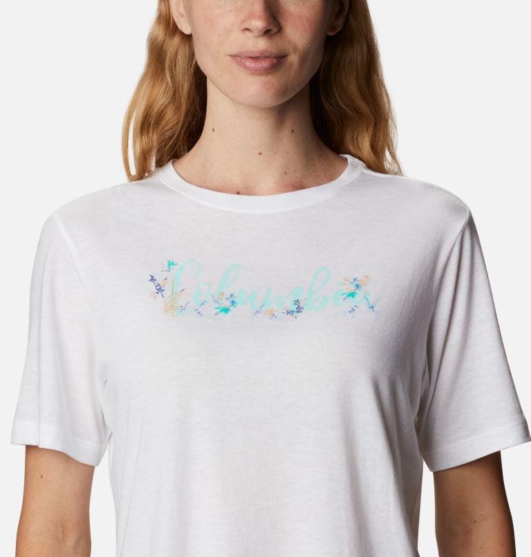 Women's Bluebird Day Relaxed T-Shirt, Color: White, Wind Floral Brand