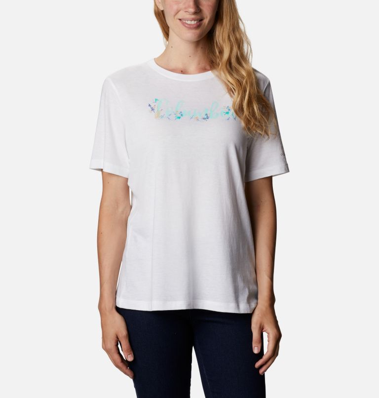 Thumbnail: Women's Bluebird Day Relaxed T-Shirt, Color: White, Wind Floral Brand, image 1