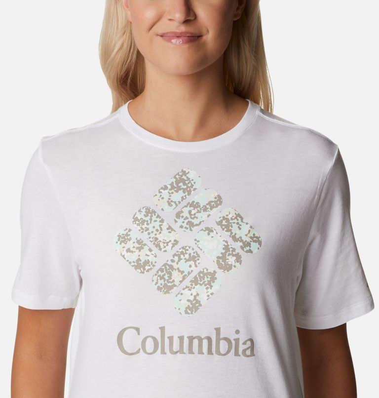 Thumbnail: Bluebird Day Relaxed T-Shirt für Frauen, Color: White, Stacked Dotty, image 4