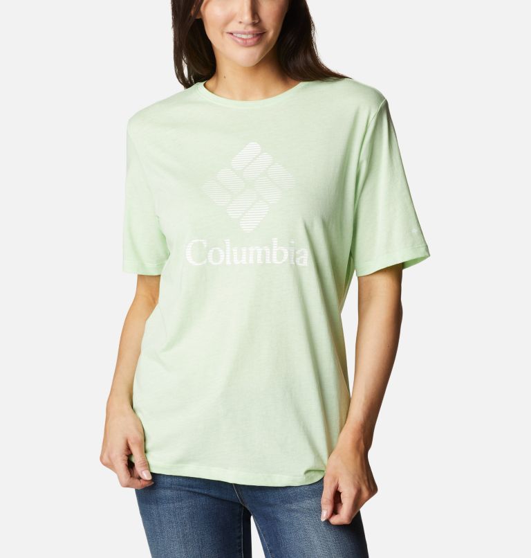Women's Bluebird Day Relaxed T-Shirt, Color: Key West Hthr, CSC Stacked Graphic, image 5