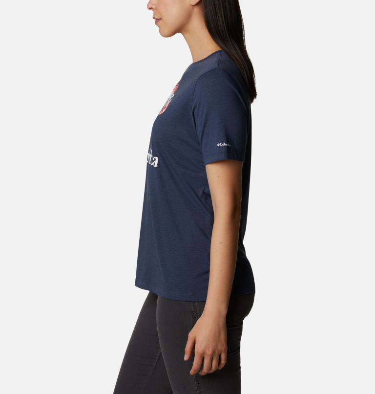 Thumbnail: Women's Bluebird Day Relaxed T-Shirt, Color: Nocturnal Heather, Lakeshore Flora, image 3