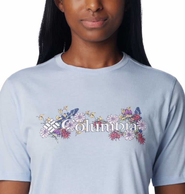 Women's Bluebird Day Relaxed T-Shirt, Color: Whisper Heather, Branded Bouquet, image 4