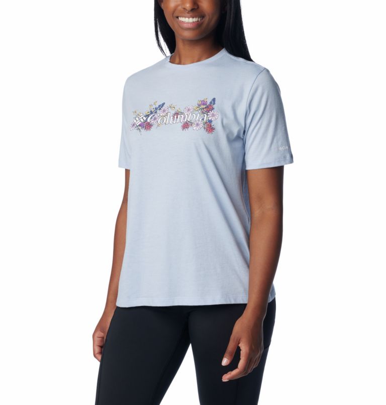 Women's Bluebird Day Relaxed T-Shirt, Color: Whisper Heather, Branded Bouquet, image 5