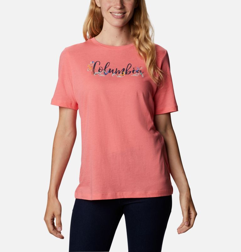Thumbnail: Women's Bluebird Day Relaxed T-Shirt, Color: Salmon Heather, Floral Brand, image 1