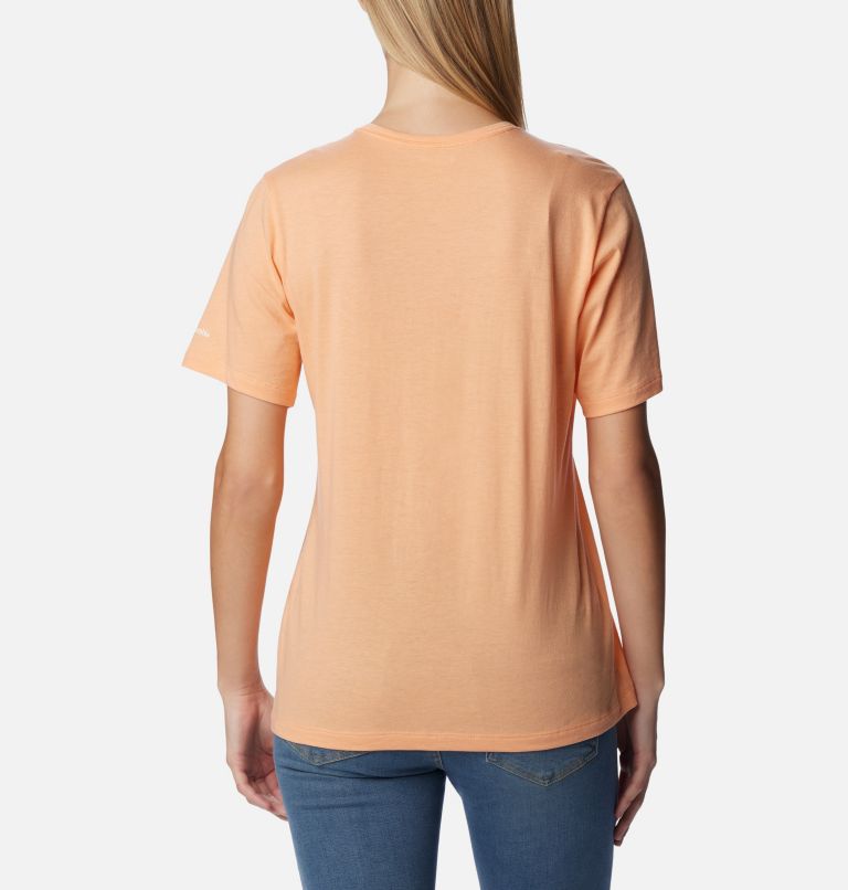 Women's Bluebird Day Relaxed T-Shirt, Color: Peach Hthr, CSC Stacked Graphic, image 2