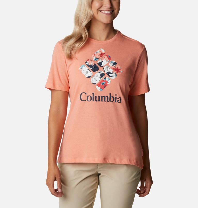 Thumbnail: T-shirt Bluebird Day Relaxed Femme, Color: Coral Reef Heather, Lakeshore Flora, image 1