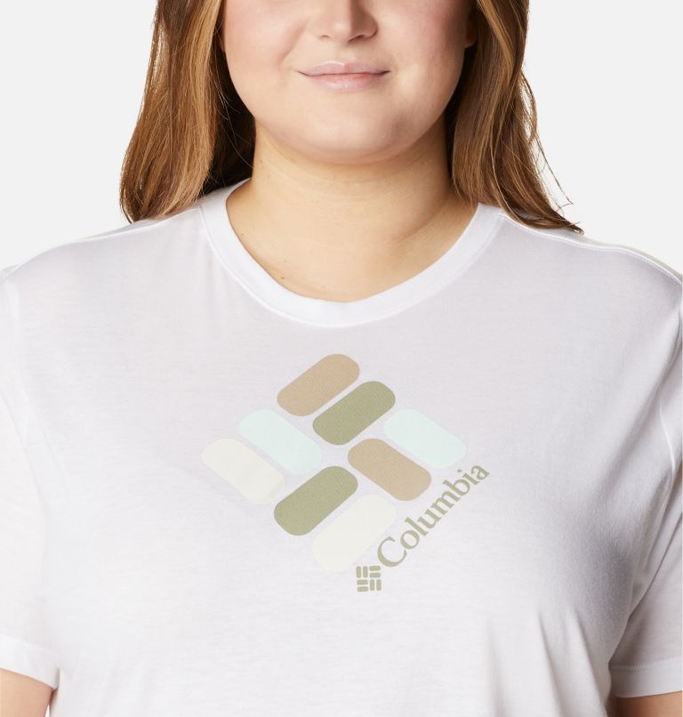Thumbnail: Women's Bluebird Day Relaxed Crew Neck Top Shirt - Plus Size, Color: White, CSC Gem Confetti, image 4