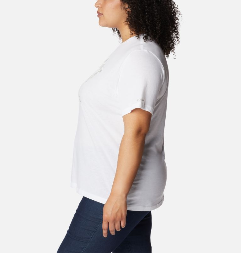 Women's Bluebird Day Relaxed Crew Neck Top Shirt - Plus Size, Color: White, Stacked Dotty