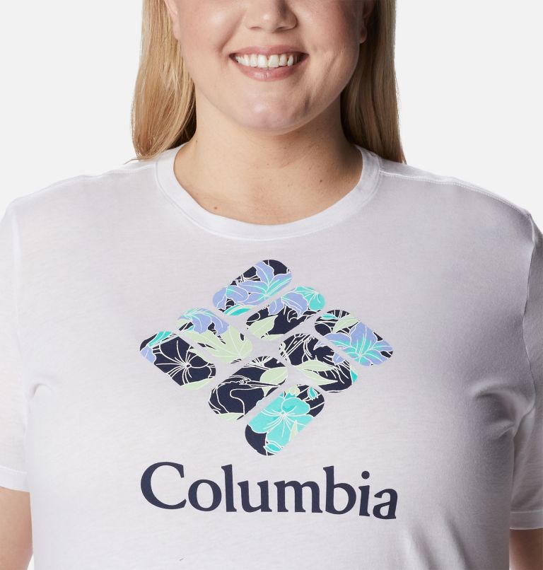 Thumbnail: Women's Bluebird Day Relaxed Crew Neck Top Shirt - Plus Size, Color: White, Lakeshore Flora, image 4