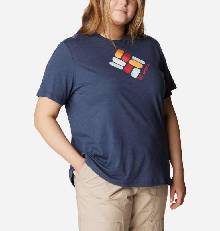 Thumbnail: Women's Bluebird Day Relaxed Crew Neck Top Shirt - Plus Size, Color: Nocturnal Heather, CSC Gem Confetti, image 5
