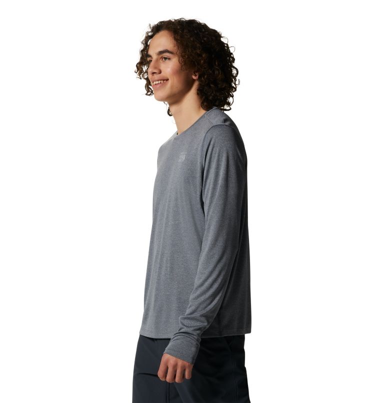 Thumbnail: Men's Wicked Tech Recycled Long Sleeve T-Shirt, Color: Heather Graphite, image 3
