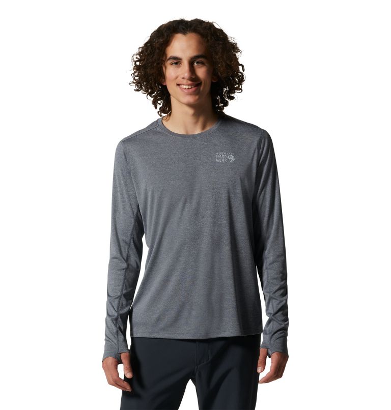 Thumbnail: Men's Wicked Tech Recycled Long Sleeve T-Shirt, Color: Heather Graphite, image 1