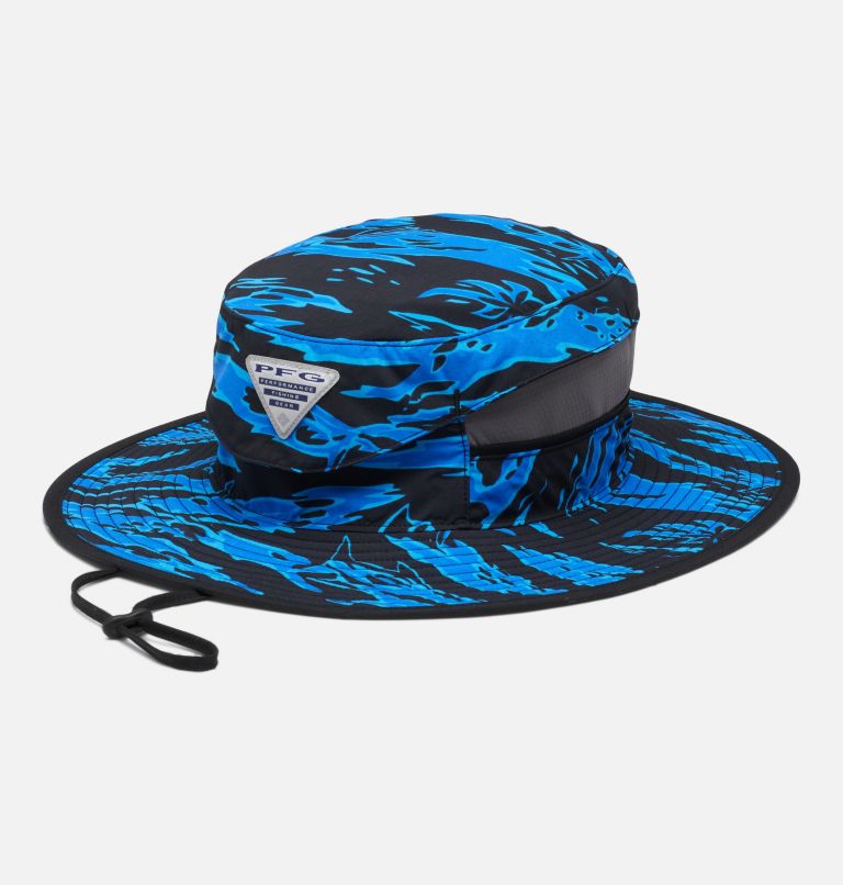 Thumbnail: PFG Super Backcast Booney Hat, Color: Black, Rough Waves Print, image 1