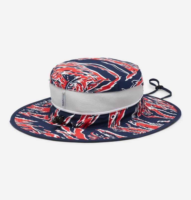 Thumbnail: PFG Super Backcast Booney Hat, Color: Red Spark, Rough Waves Print, image 2