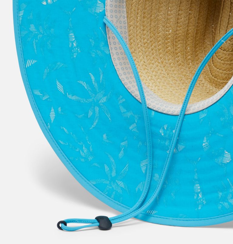 Thumbnail: PFG Baha Straw Hat, Color: Ocean Teal Reel Shores Print, image 3
