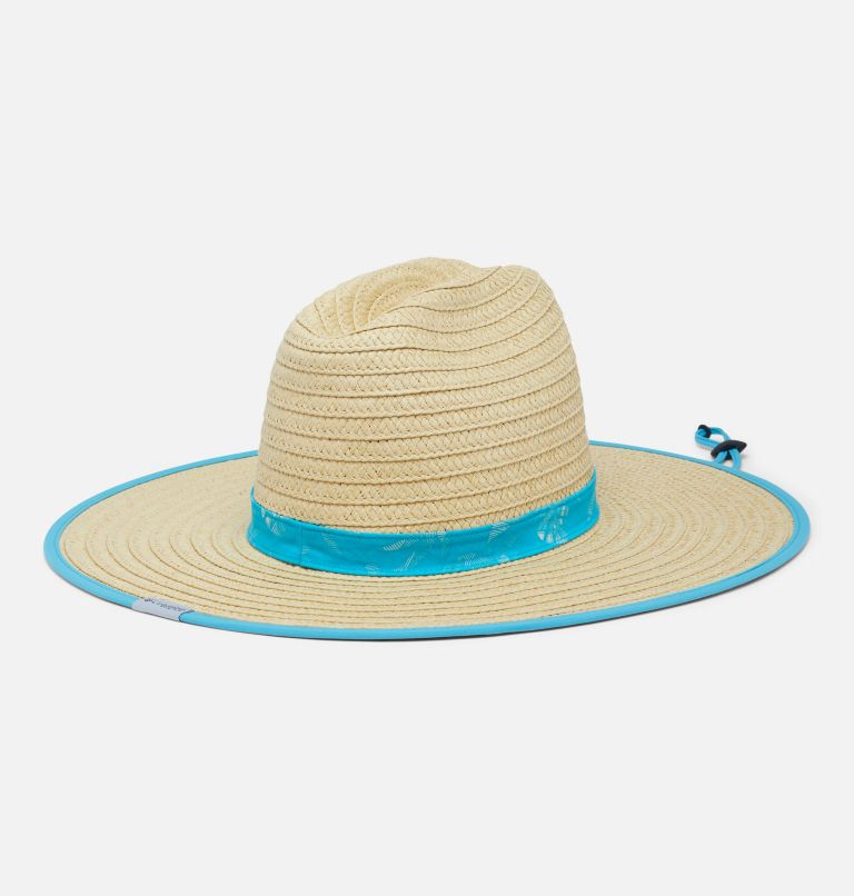 Thumbnail: PFG Baha Straw Hat, Color: Ocean Teal Reel Shores Print, image 2