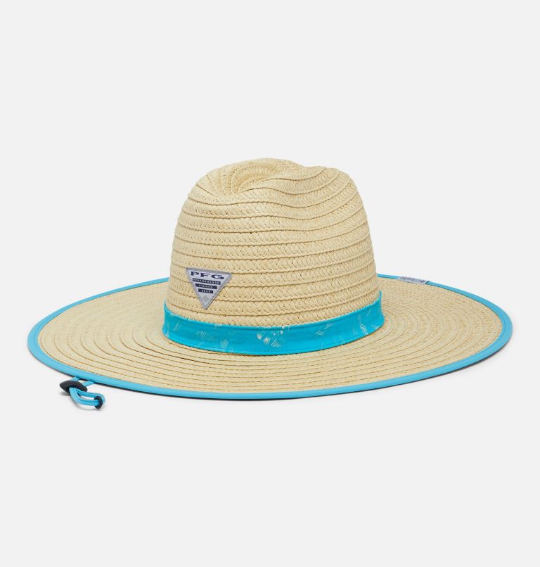 PFG Baha Straw Hat, Color: Ocean Teal Reel Shores Print, image 1