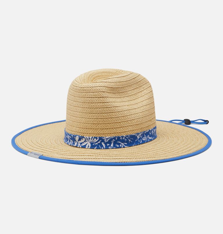 PFG Baha Straw Hat, Color: Vivid Blue Kona Print, image 2