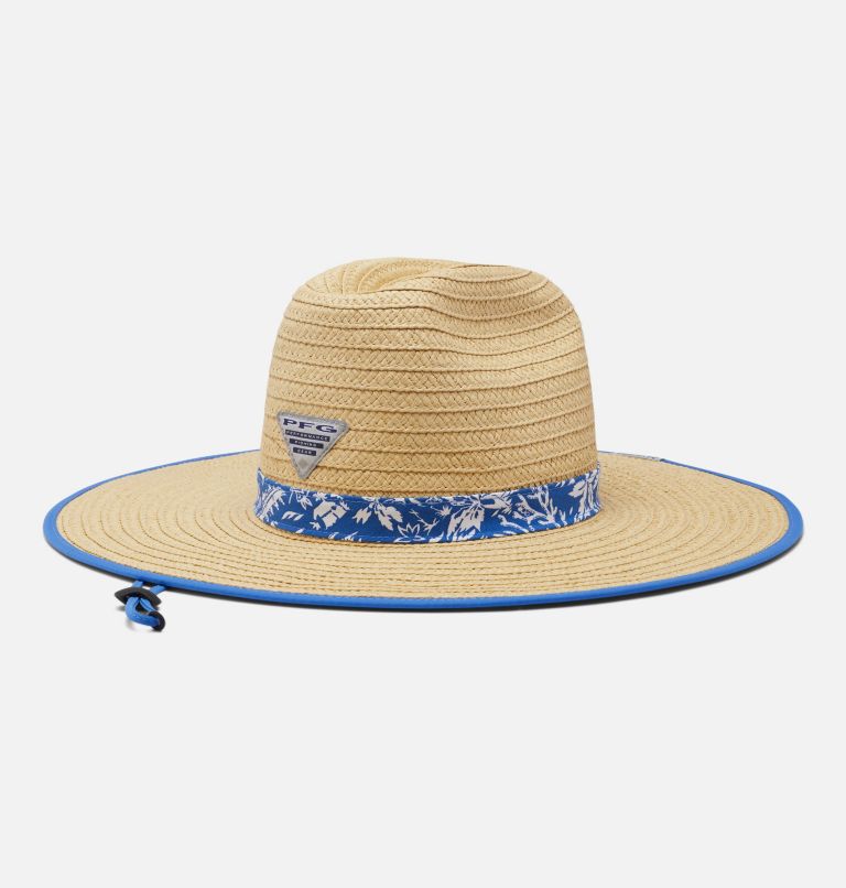 Thumbnail: PFG Baha Straw Hat, Color: Vivid Blue Kona Print, image 1