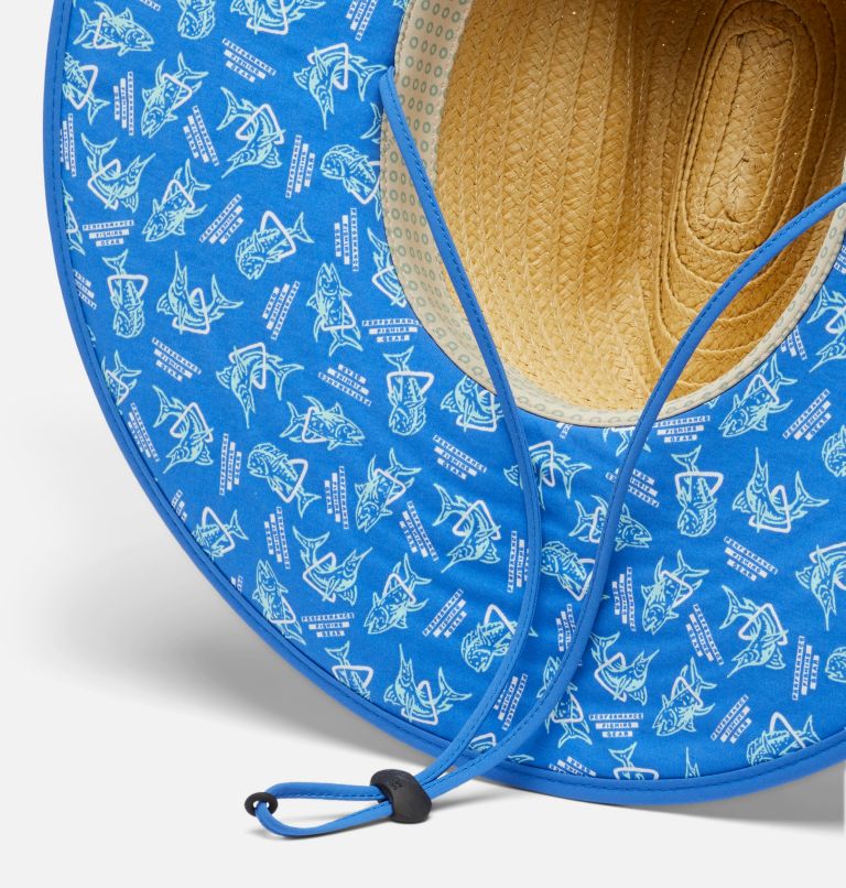 PFG Baha Straw Hat, Color: Vivid Blue Triangler Print, image 3