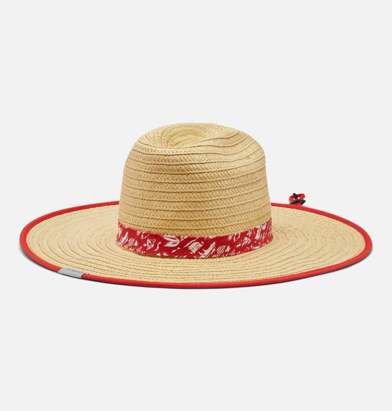 Thumbnail: PFG Baha Straw Hat, Color: Red Spark Kona Print, image 2
