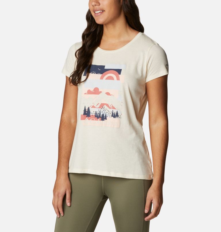 Women's Daisy Days Graphic T-Shirt, Color: Chalk, Scenic Collage