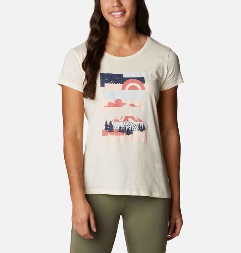 Women's Daisy Days Graphic T-Shirt, Color: Chalk, Scenic Collage