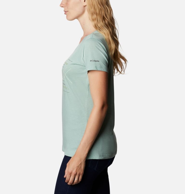 Women's Daisy Days Graphic T-Shirt, Color: Aqua Tone Heather, Stitched Needles, image 3