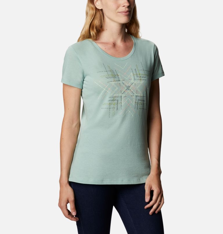 Women's Daisy Days Graphic T-Shirt, Color: Aqua Tone Heather, Stitched Needles, image 5