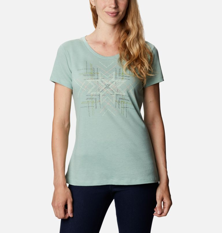 Women's Daisy Days Graphic T-Shirt, Color: Aqua Tone Heather, Stitched Needles, image 1